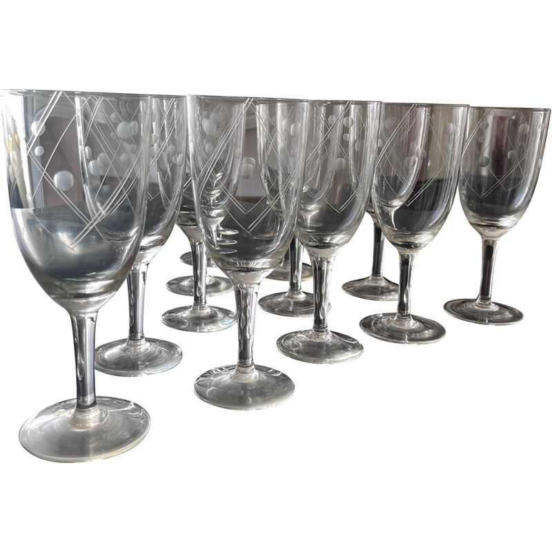 Set of vintage chased glasses, 1950