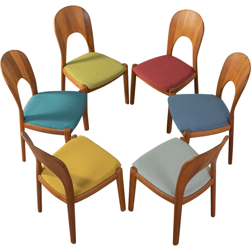 Set van 6 vintage teakhouten eetkamerstoelen van Niels Koefoed voor Hornslet, Denemarken 1960