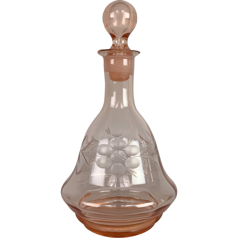 Vintage Bohemian Rosaline cut glass carafe, 1950s