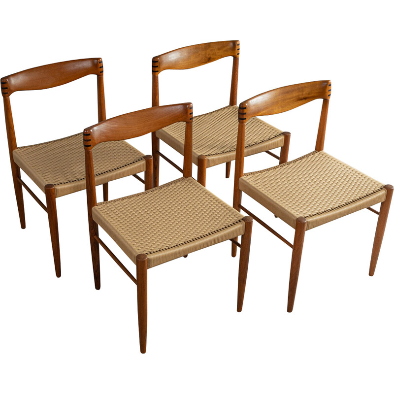 Ensemble de 4 chaises vintage par H.W. Klein pour Bramin, Danemark 1960