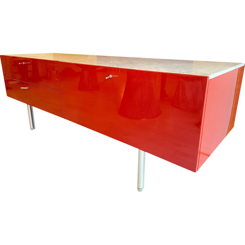 Vintage marble and lacquered wood sideboard by Florence Knoll for Cassina, 2002