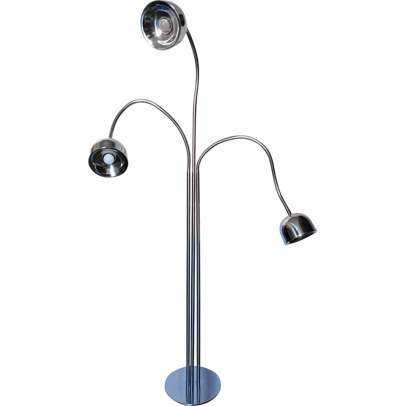 Vintage Hydra chrome floor lamp with 3 arms by Goffredo Reggiani, 1970