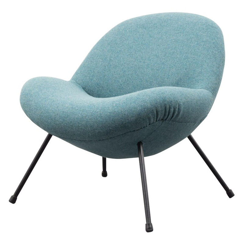 Fauteuil en laine bleu pastel, Fritz NETH - années 50