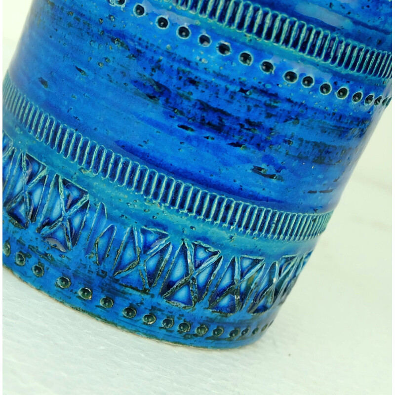 Vase vintage "Rimini blue" bleu Bitossi en céramique, Aldo LONDI - 1960