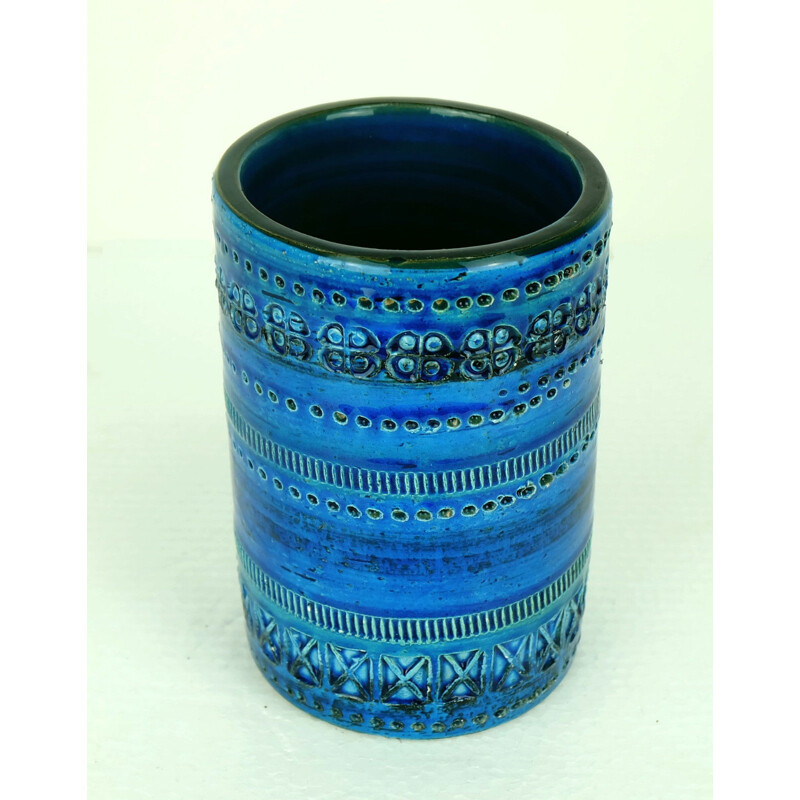 Vase vintage "Rimini blue" bleu Bitossi en céramique, Aldo LONDI - 1960