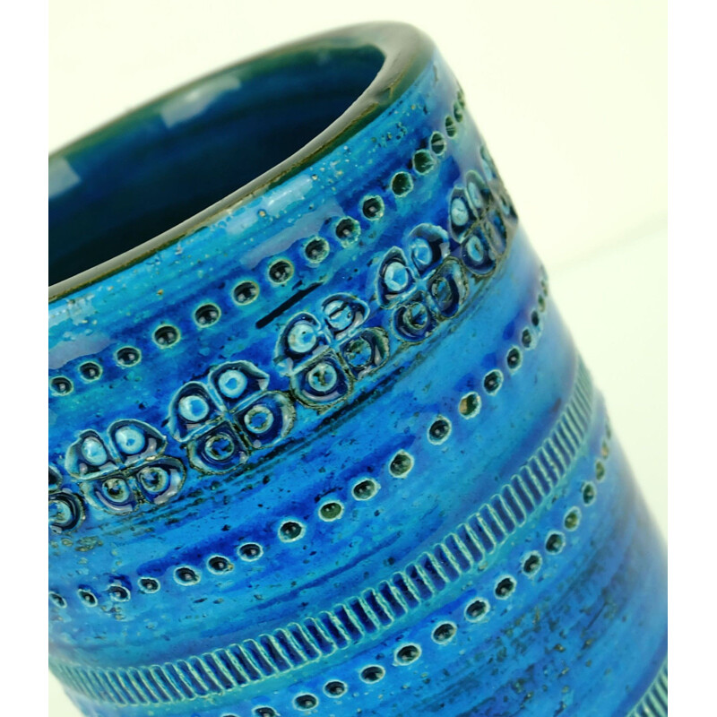 Bitossi "Rimini blue" vintage blue ceramic italian vase, Aldo LONDI - 1960s