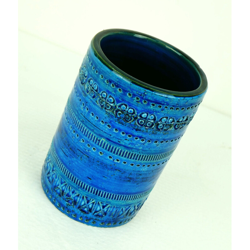 Bitossi "Rimini blue" vintage blue ceramic italian vase, Aldo LONDI - 1960s