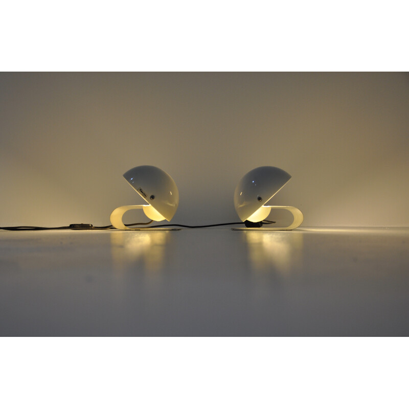 Pair of vintage Bugia white table lamps by Giuseppe Cormio for iGuzzini, 1970