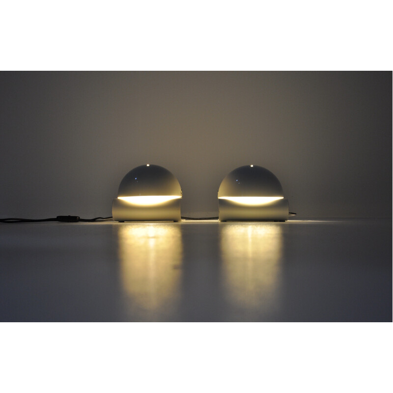 Pair of vintage Bugia white table lamps by Giuseppe Cormio for iGuzzini, 1970