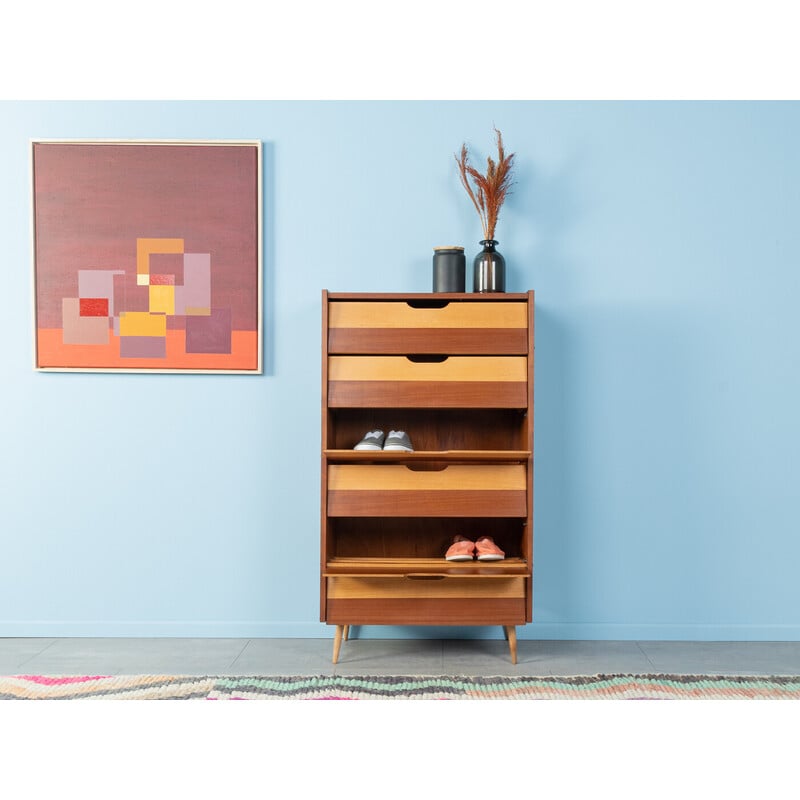 Vintage shoe cabinet in birchwood, Germany 1950s