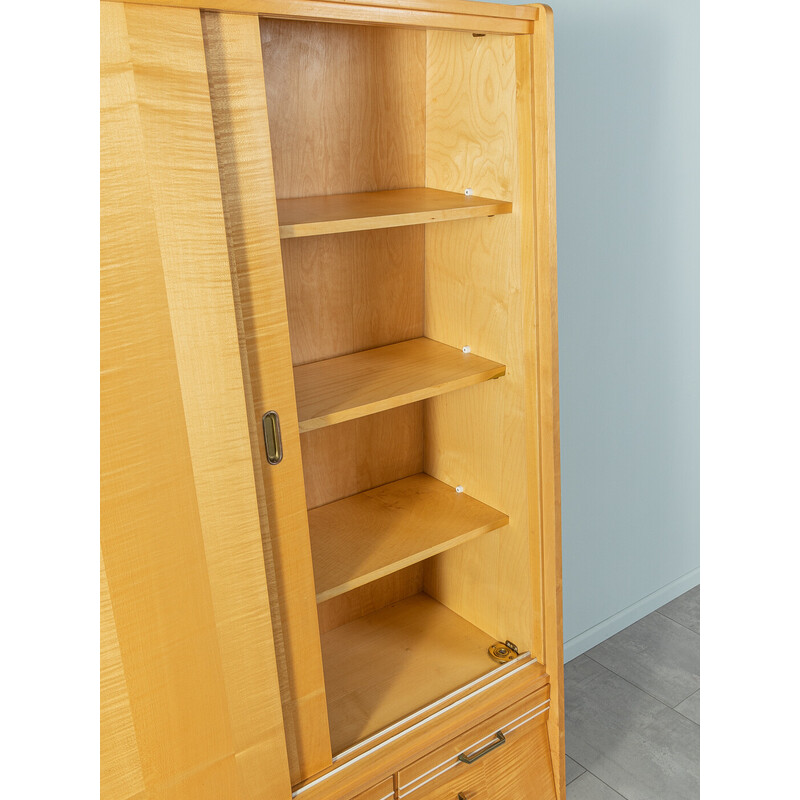 Vintage laundry cabinet in ashwood veneer with two sliding doors, Germany 1950s