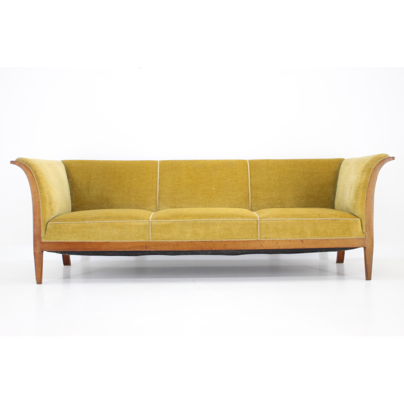 Vintage Dreisitzersofa aus Mahagoni mit Polsterung von Frits Henningsen, Dänemark 1940