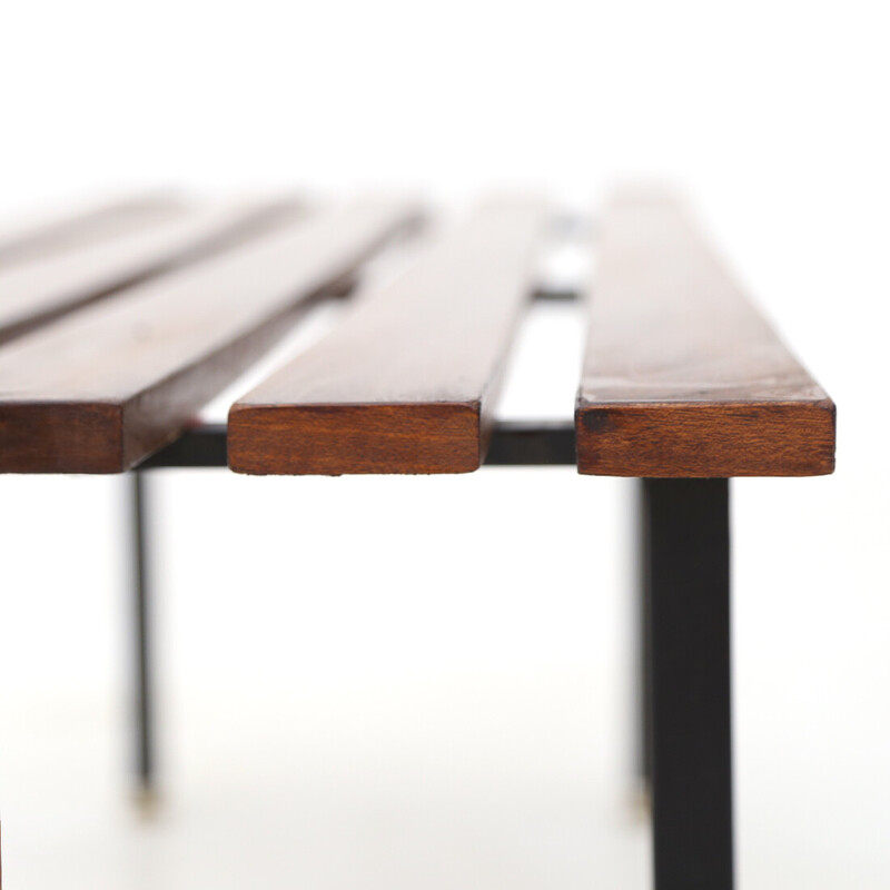 Banc vintage avec assise en bois, 1950