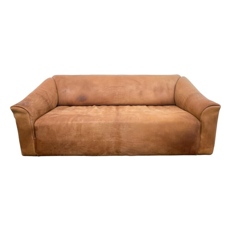 Sofá de cuero marrón modelo Ds47 De Sede, Suiza 1970