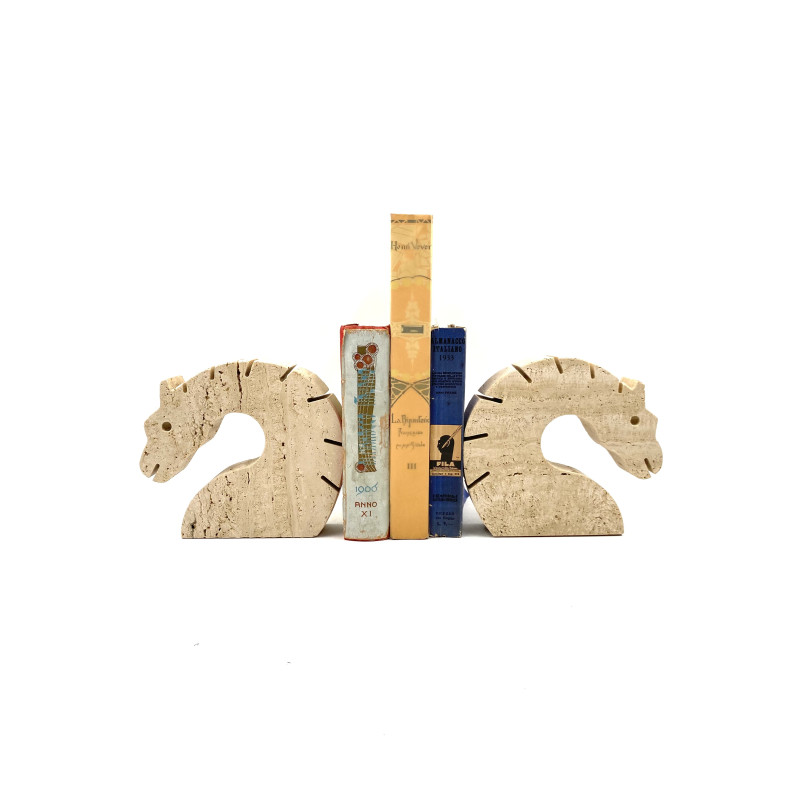 Pair of vintage Brutalist travertine bookends by Fratelli Mannelli, Italy 1970s