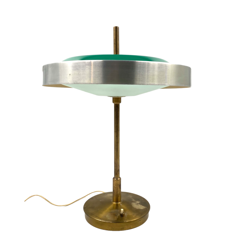 Vintage-Tischlampe aus Messing und Glas von Oscar Torlasco für Lumi, Italien 1960