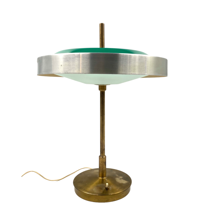 Vintage brass and glass table lamp by Oscar Torlasco for Lumi, Italy 1960