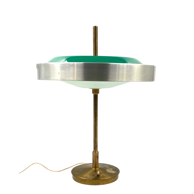 Vintage brass and glass table lamp by Oscar Torlasco for Lumi, Italy 1960