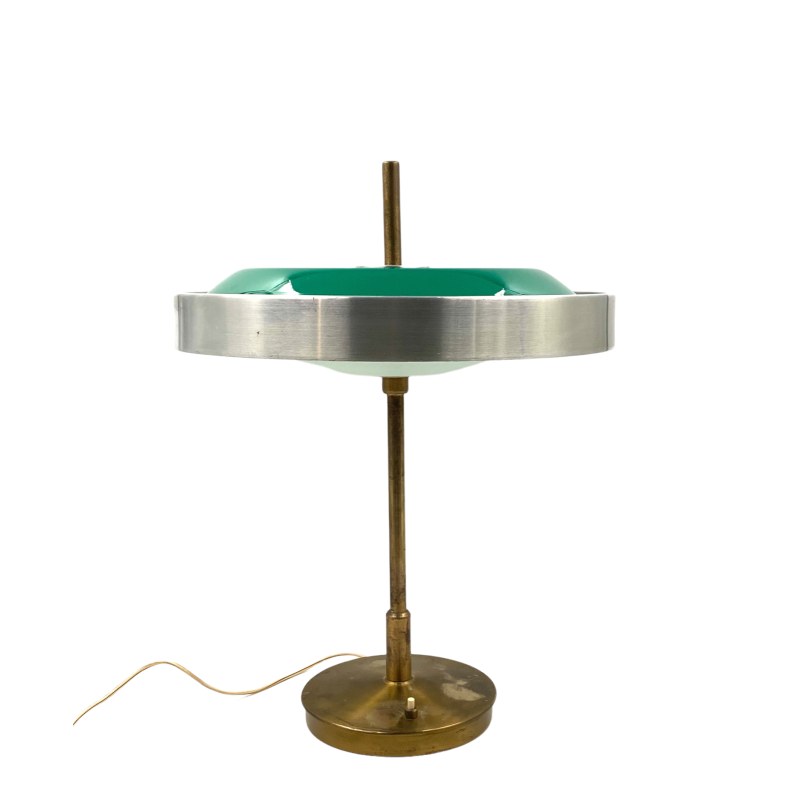 Vintage brass and glass table lamp by Oscar Torlasco for Lumi, Italy 1960