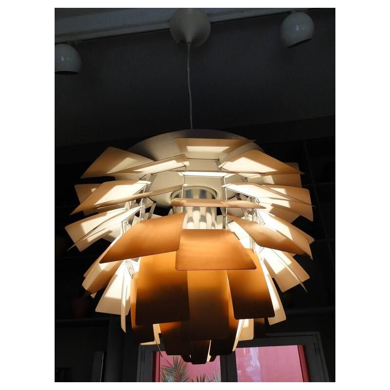 Louis Poulsen "Artichoke" Big copper and brass hanging lamp, Poul HENNINGSEN - 1960s