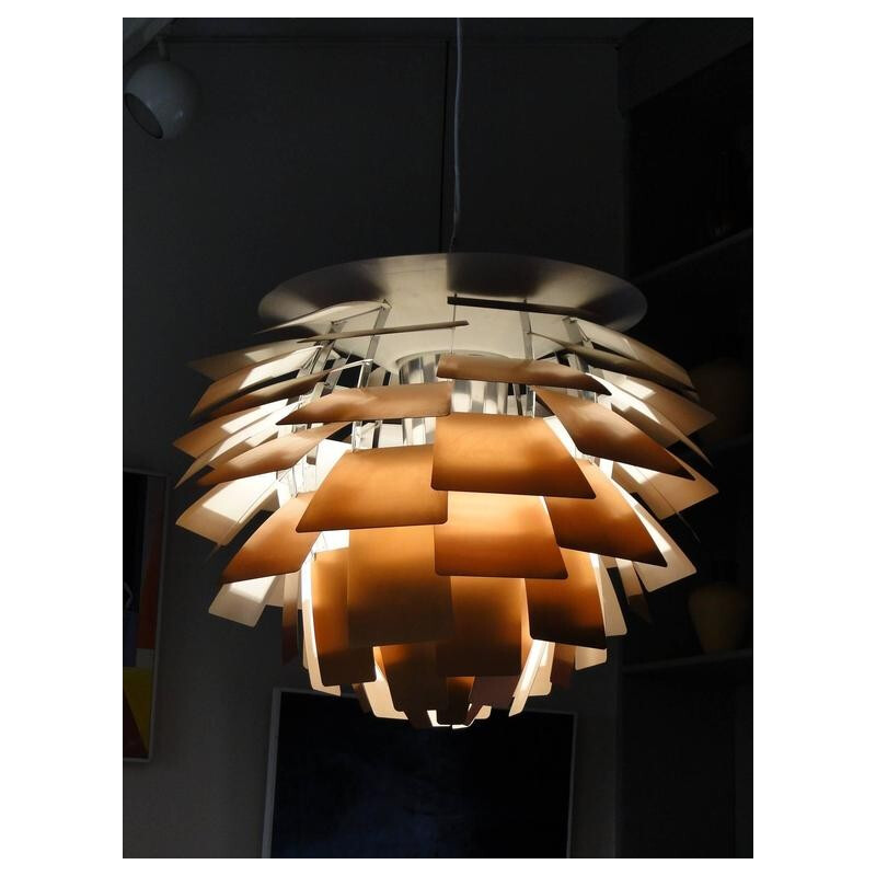 Louis Poulsen "Artichoke" Big copper and brass hanging lamp, Poul HENNINGSEN - 1960s