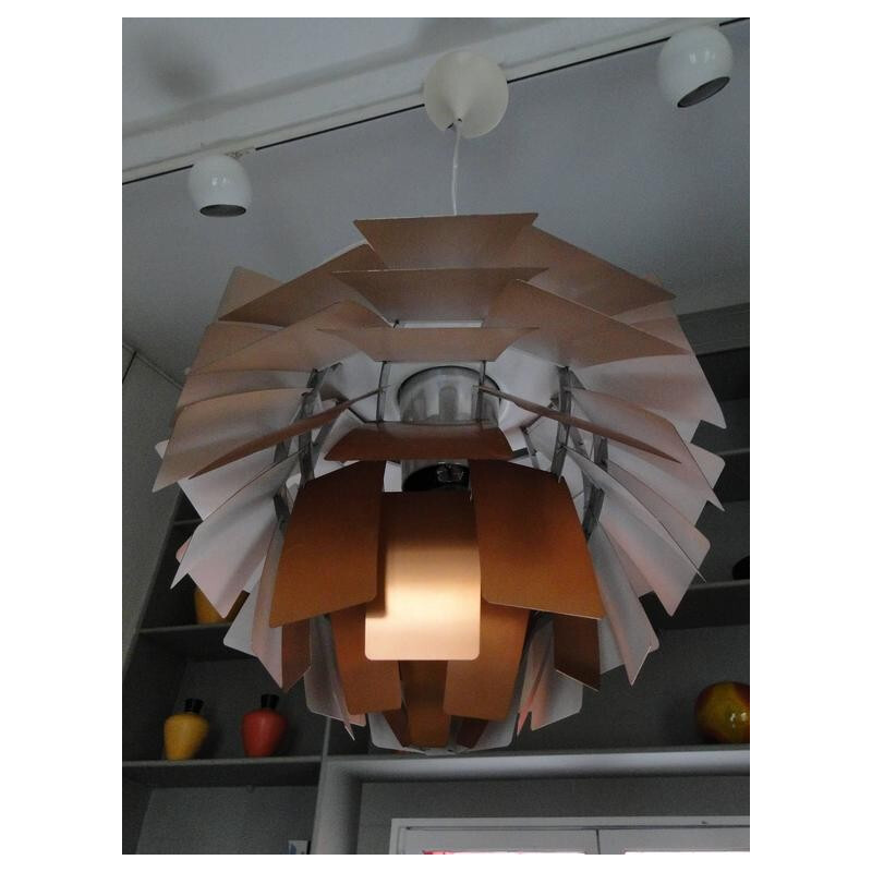 Louis Poulsen "Artichoke" Big copper and brass hanging lamp, Poul HENNINGSEN - 1960s