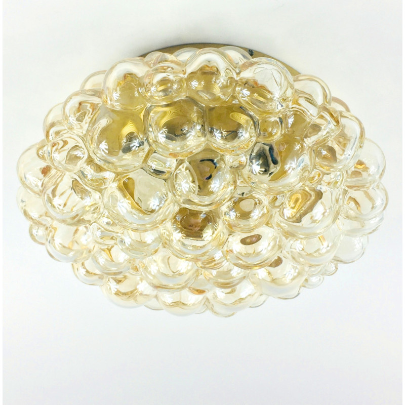 Vintage amber bubble glass ceiling lamp by Helena Tynell for Limburg, Germany 1970s