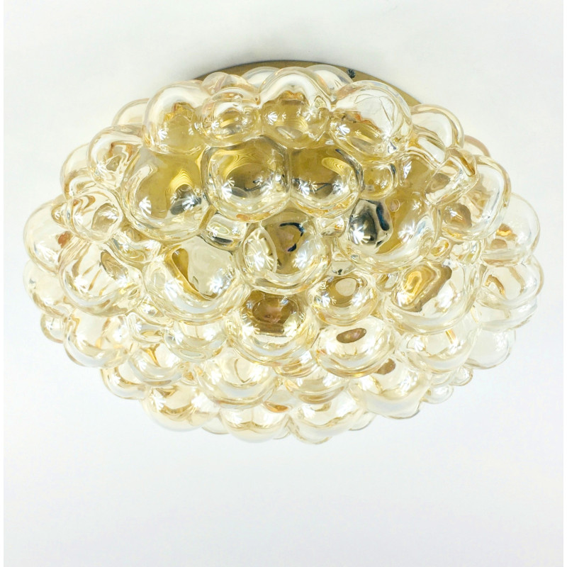 Vintage amberkleurige bubbelglazen plafondlamp van Helena Tynell voor Limburg, Duitsland 1970