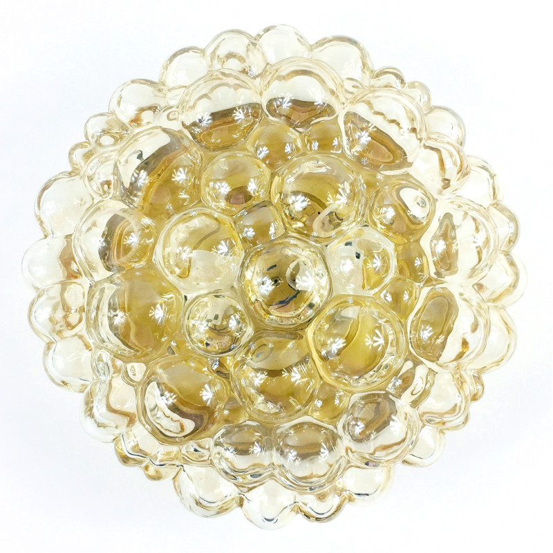 Vintage amber bubble glass ceiling lamp by Helena Tynell for Limburg, Germany 1970s