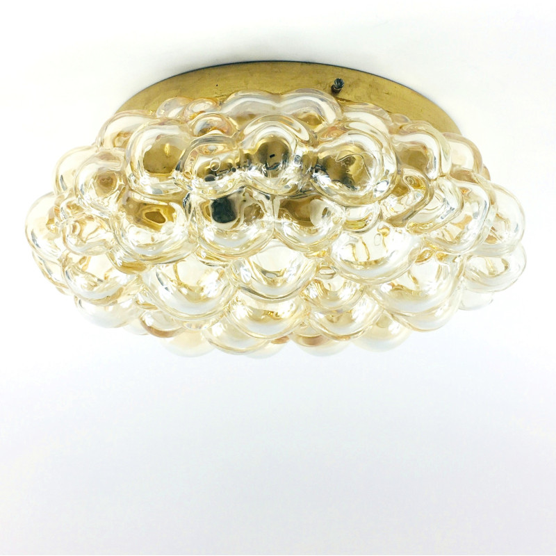 Vintage amber bubble glass ceiling lamp by Helena Tynell for Limburg, Germany 1970s