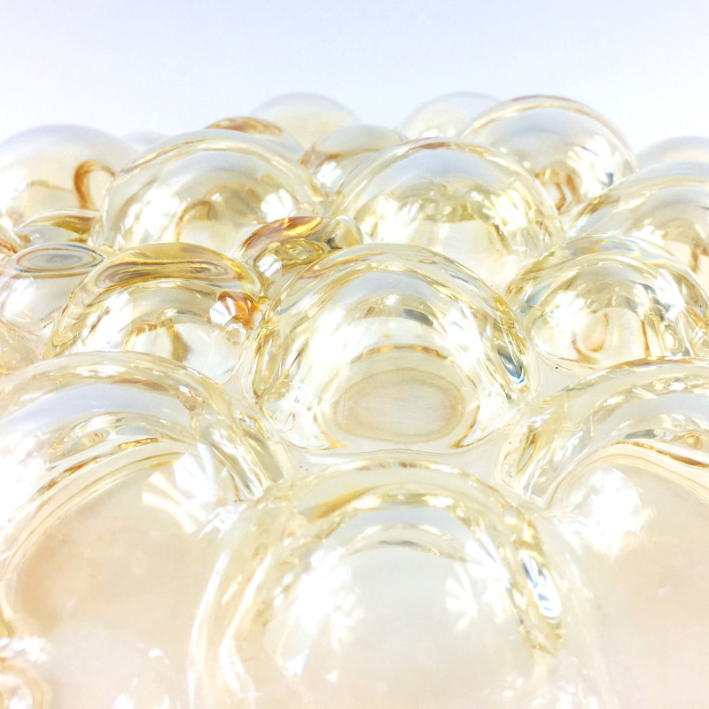 Vintage amber bubble glass ceiling lamp by Helena Tynell for Limburg, Germany 1970s