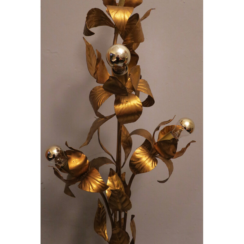 Lámpara de pie de árbol vintage bañada en oro de Hans Kögl, años 70