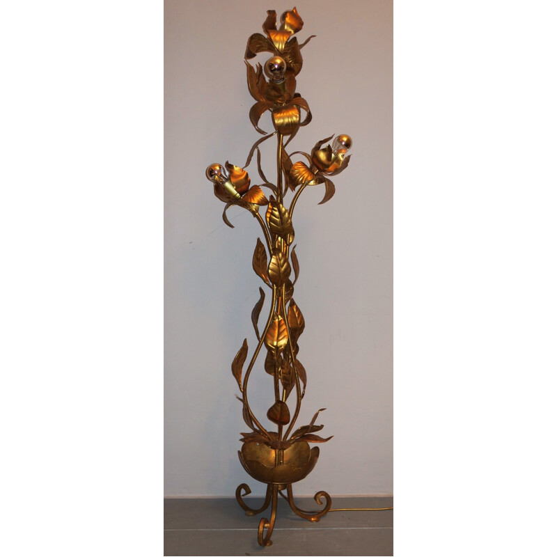 Vintage gold-plated tree floor lamp by Hans Kögl, 1970s