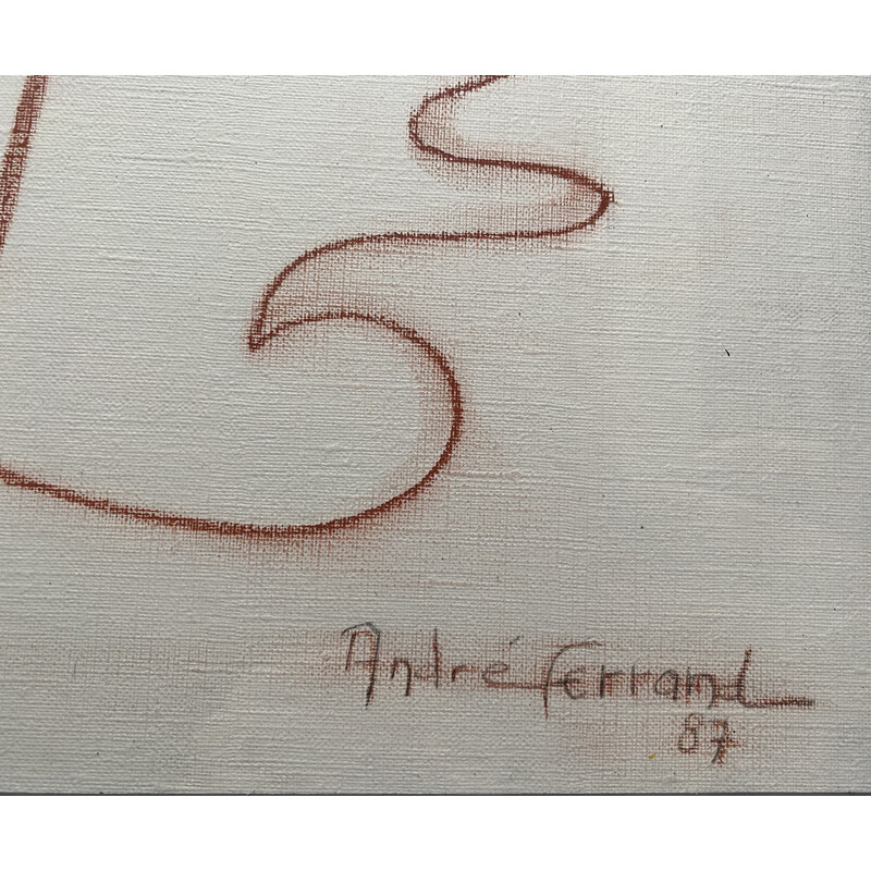 Vintage sanguine pastel "Les deux Dames sans nom" de André Ferrand, 1987