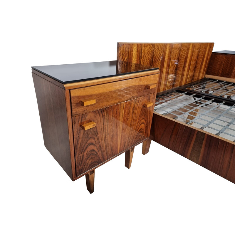 Vintage bed with night stands by Frantisek Mezulanik, 1970s