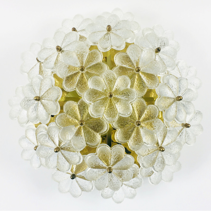 Mid-century Floral Murano glass ceiling lamp by Ernst Palme for Palwa, Germany 1970s