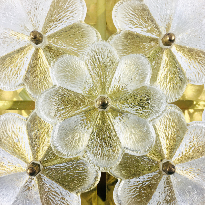 Mid-century Floral Murano glass ceiling lamp by Ernst Palme for Palwa, Germany 1970s