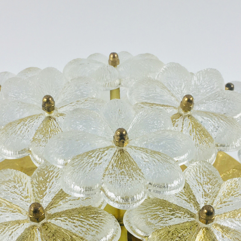 Mid-century Floral Murano glass ceiling lamp by Ernst Palme for Palwa, Germany 1970s