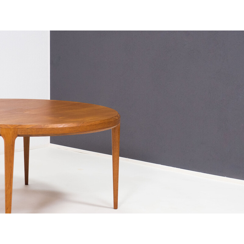 Mesa de café Vintage de teca redonda por Johannes Andersen para Cfc Silkeborg, Dinamarca Anos 60