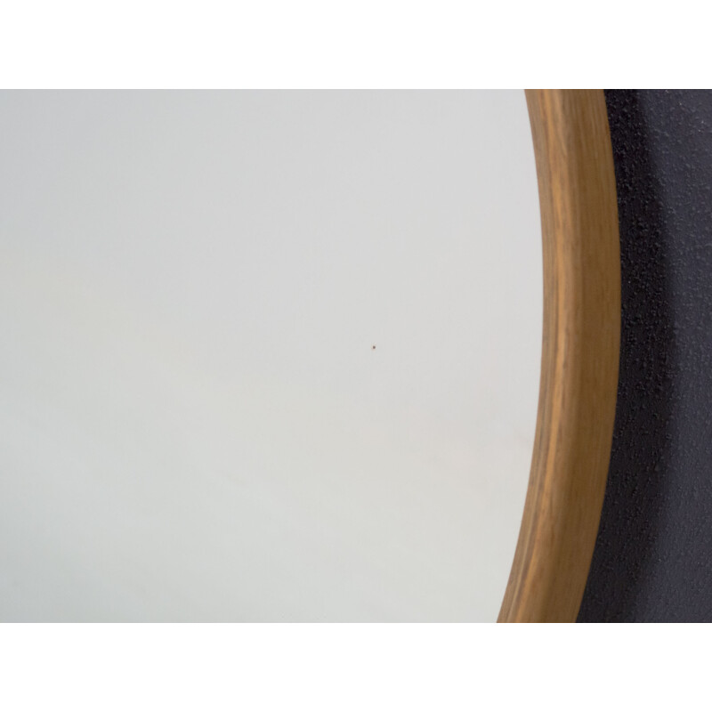 Vintage round oakwood mirror