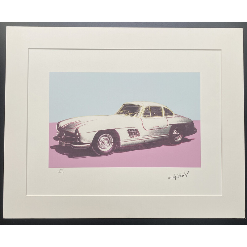 Vintage granolithografie techniek "Mercedes 300L Vlinder" door Andy Warhol, 1995