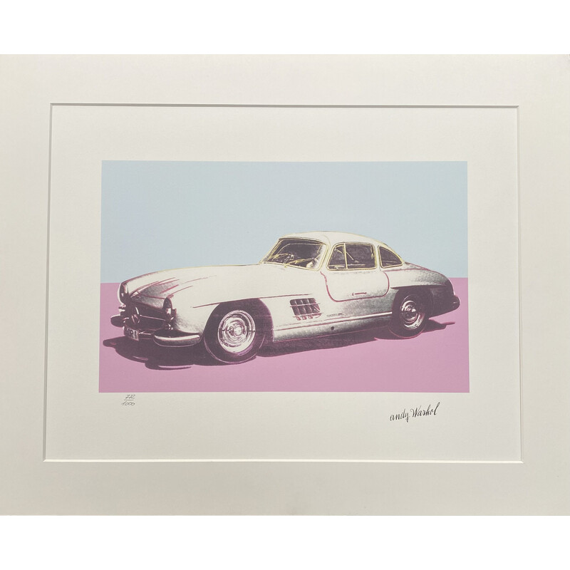 Tecnica di granolitografia vintage "Mercedes 300L Butterfly" di Andy Warhol, 1995