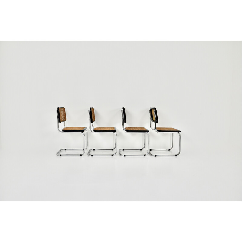 Ensemble de 4 chaises vintage noires B32 par Marcel Breuer