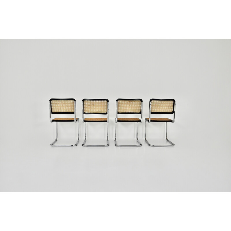 Set van 4 zwarte vintage B32 stoelen van Marcel Breuer