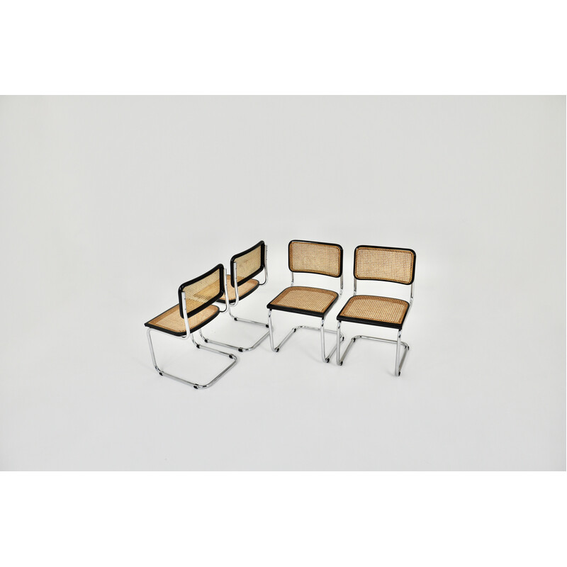 Ensemble de 4 chaises vintage noires B32 par Marcel Breuer