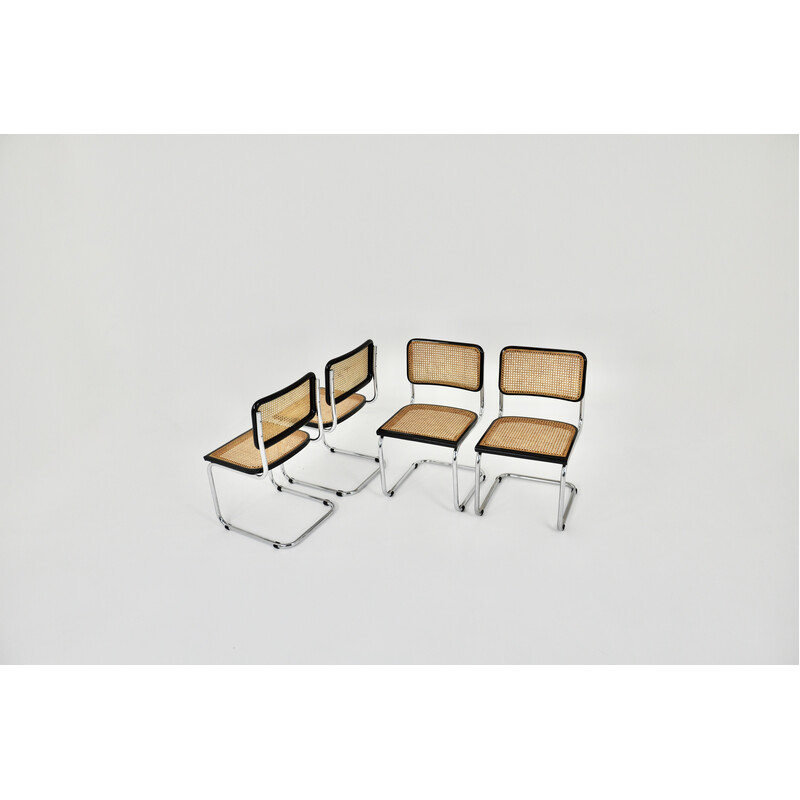 Set van 4 zwarte vintage B32 stoelen van Marcel Breuer