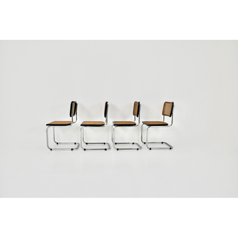 Set of 4 black vintage B32 chairs by Marcel Breuer