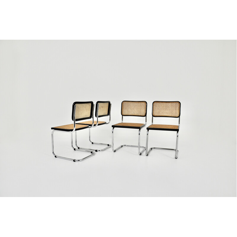 Set of 4 black vintage B32 chairs by Marcel Breuer