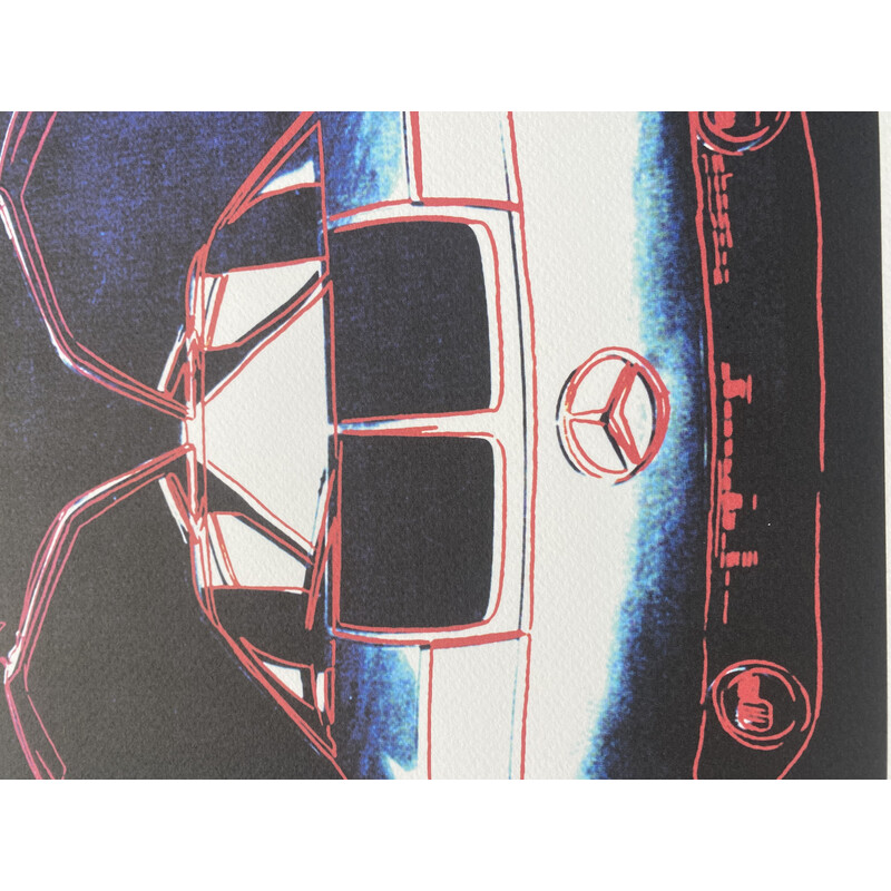 Technique granolithographie vintage "Mercedes C111 bleu" par Andy Warhol, 1995