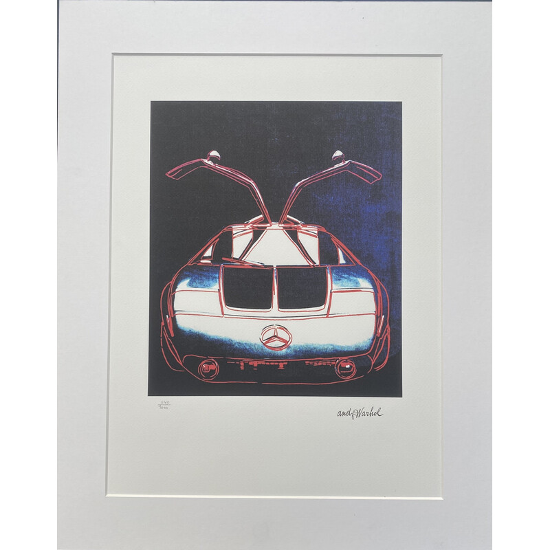 Technique granolithographie vintage "Mercedes C111 bleu" par Andy Warhol, 1995